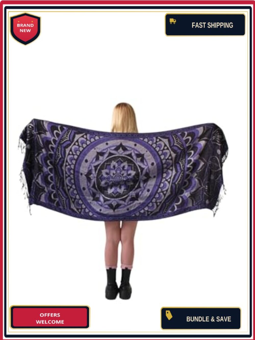 Labyrinth Flower Pashmina Shawl Womens Wrap Fringes Festivals Rave Blanket
